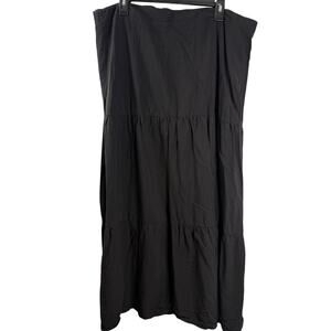 Nine West XXL Black Tiered Maxi Skirt Elastic Waist Rayon Blend NWOT